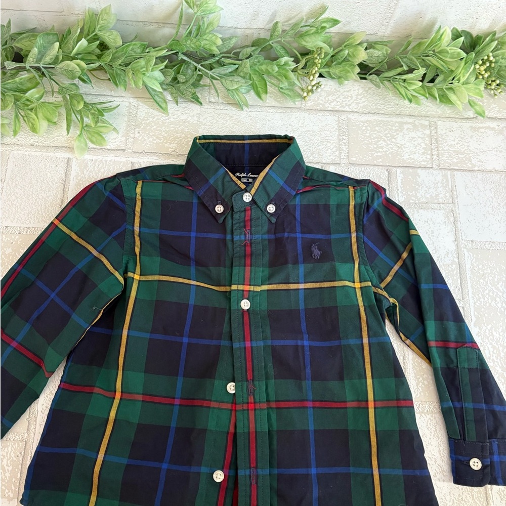 Ralph Lauren Plaid Shirt bottom up 24 months